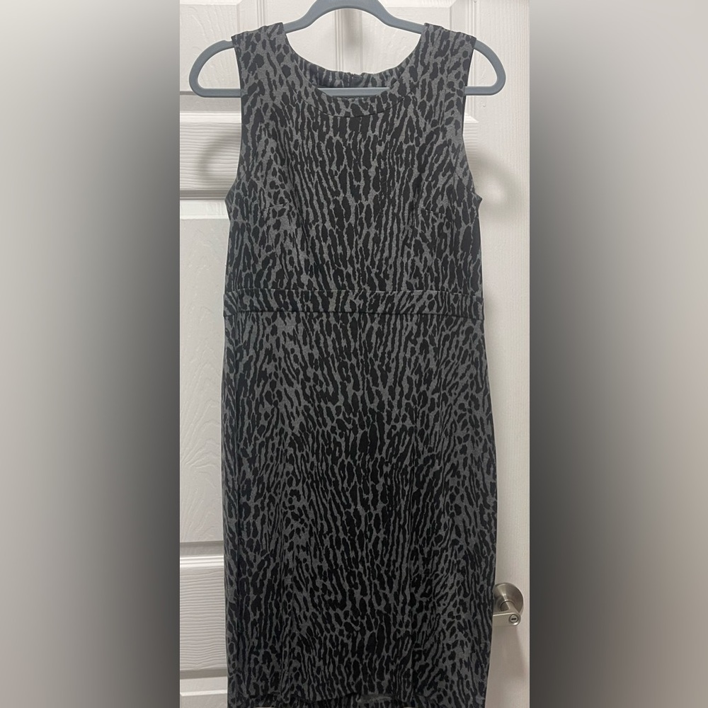 Talbots Black and Gray Leopard Print Dress
